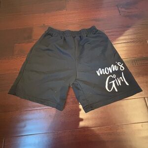 NWOT: Mom’s Girl Print Black Adjustable Waist Shorts